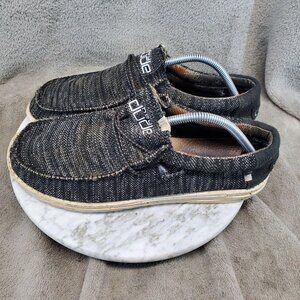 Hey Dude Shoes Mens Size 10 Wally Sox Black Slip On Canvas Sneakers *Read*
